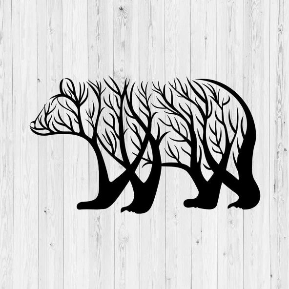 Dekoratif Metal Tablo Sanatsal Hayvan Dekoru Ayı - 3