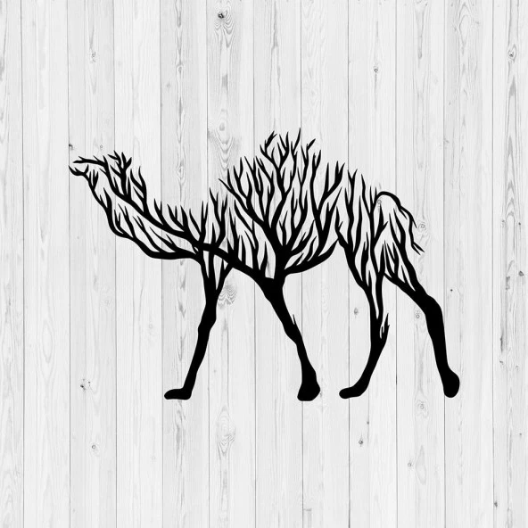 Modern Salon Duvar Aksesuarları Deve Hayvan Motifli İllüstrasyon Tasarım Tablo - 3