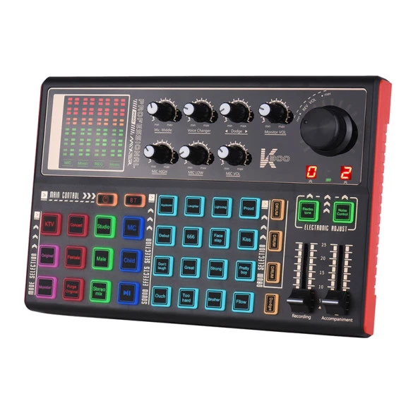 Keepro k300 Canlı Yayın için bluetooth Ses Kartı, Çoklu Ses Efektli mikser
