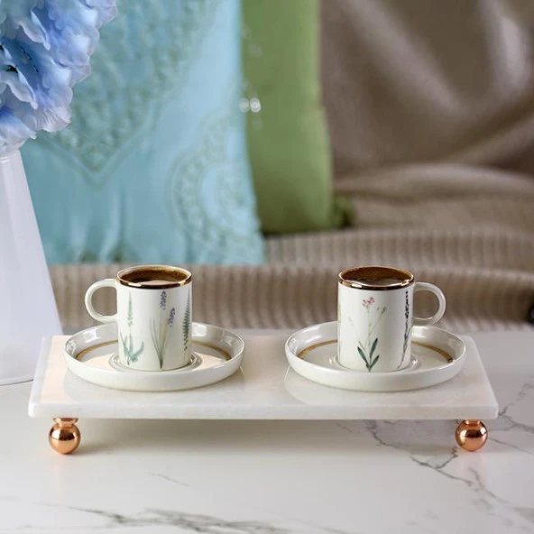 Akayev Mermer Beyaz 30x15 Cm Rose Gold Boncuk Ayak Sunumluk