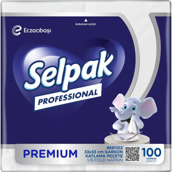 Selpak Professional Napkin Garson Katlama Peçete (33X33CM) 24'lü Paket