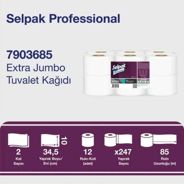 Selpak Professional Extra Jumbo Tuvalet Kağıdı 85mt 12li