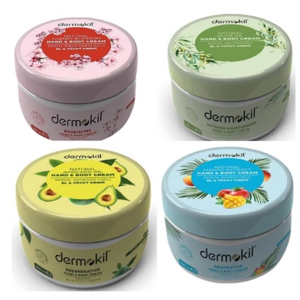 DERMOKİL Avokado Kiraz Çiçeği Mango Özlü Zeytinyağı El ve Vücut Kremi 250 ml 4 Lü Set - 2