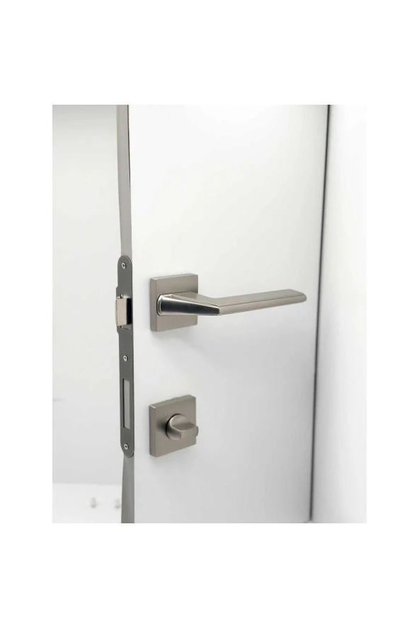 Rivax Anka İnox Zamak Saten Kare Rozetli Wc Banyo Kapı Kolu 1 Takım - Resim 2