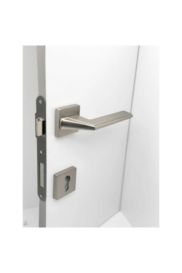 Rivax Anka İnox Zamak Saten Kare Rozetli Yale Çelik Kapı Kolu Sağ Basar Tek Yön ürün görseli