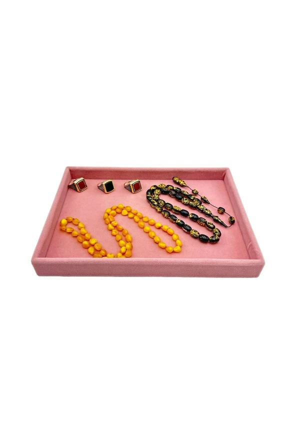 Servis Sunum ve Fotograf Çekim Tablası Mini Pembe Süet - 2