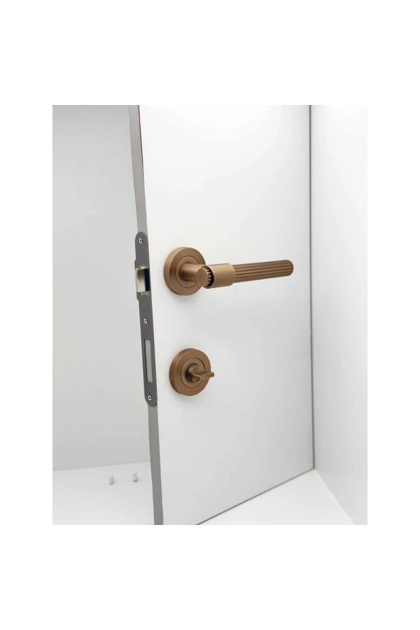 Erva Handles ZK79 Mat Antik Sarı Rozetli Wc Banyo Kapı Kolu 1 Takım - Resim 4