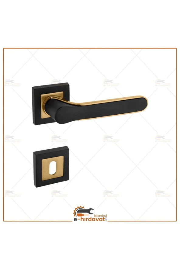 Zirve Siyah Gold Kare Rozetli Oda Kapı Kolu Koldoor 4 Takım - Resim 2