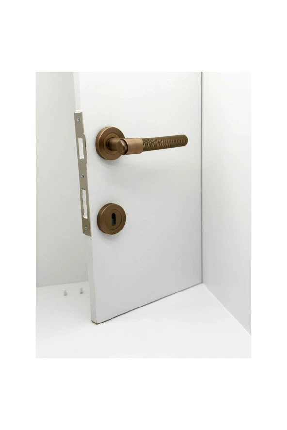 Punch Mat Antik Sarı Rozetli Oda Kapı Kolu 4 Takım - 4