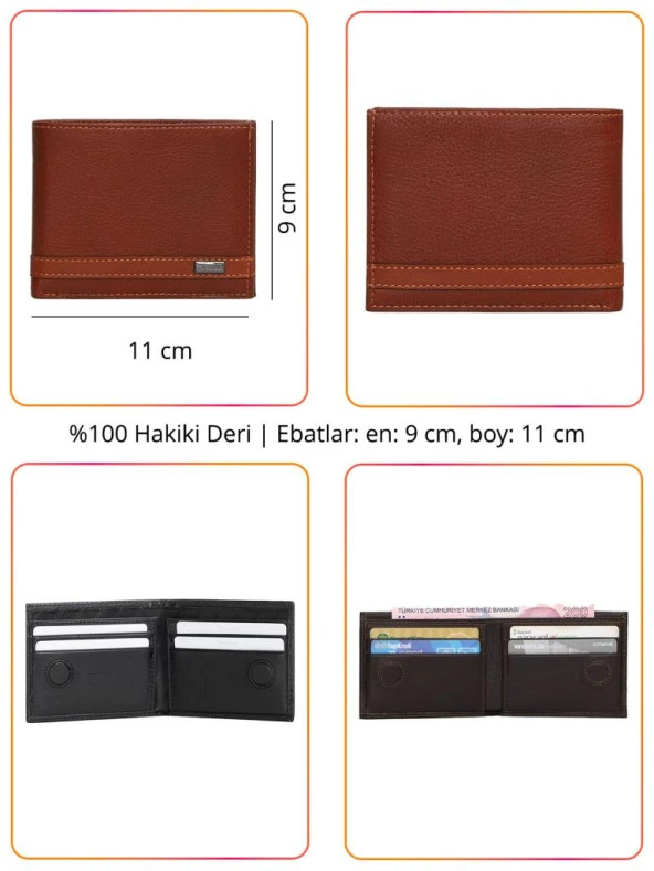 Grande Hakiki Deri Erkek Cüzdan Siyah 708 - Resim 2