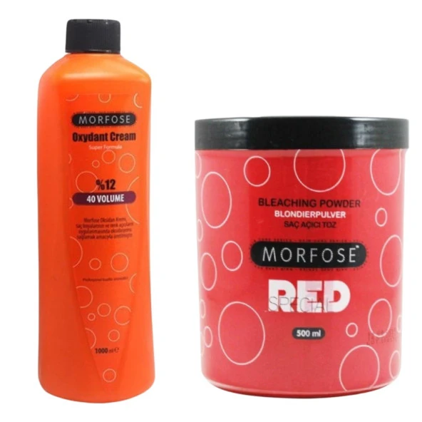 Morfose Red Kırmızı Toz Açıcı 500 ml. + Morfose Oksidan Krem 1000Ml. Volume: 40