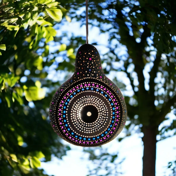 Halka desenli Su kabağı Bahçe Dekorasyon Lambası - 2