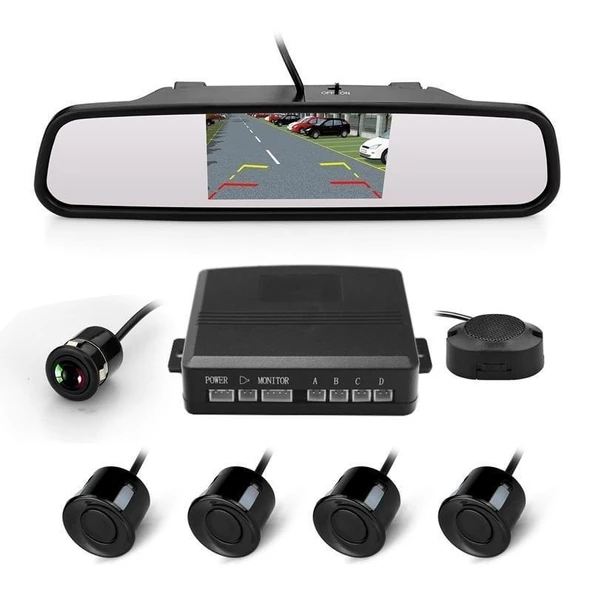 Space 4.3 inç aynaya geçmeli geri görüş kamerası park sensörlü / GUPR27 - 2