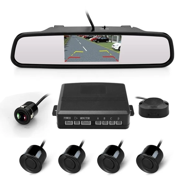 Space 4.3 inç aynaya geçmeli geri görüş kamerası park sensörlü / GUPR27