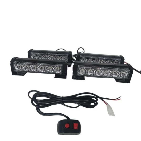 Space Çakar lamba Power ledli 4lü kırmızı-mavi 12V / LAPA194-3