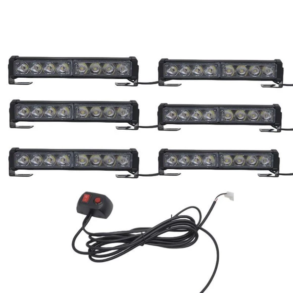 Space 6lı 48 led çakar lamba sarı-beyaz 12-30V / LAPA545-1