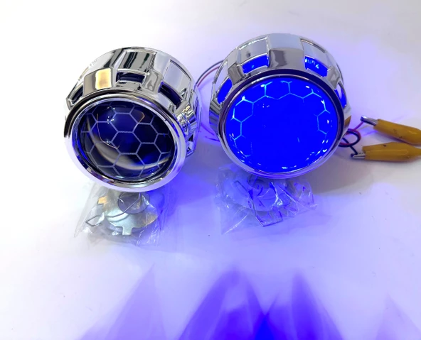 Femex Bi-Xenon Mavi Renk Bal Petek Desenli Far İçi Mercek 2,5 Inc Far Merceği Led Xenon Uyumlu - 2
