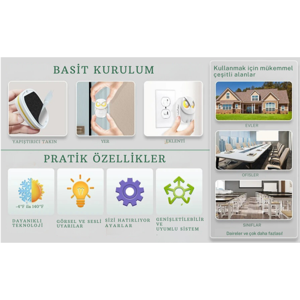 TechTic 1Buton 1Alıcı Kablosuz Kapı Zili Baykuş Şekilli Işıklı Uzun Mesafeli(300 Metre) Ev Ofis Depo(Beyaz) - 4