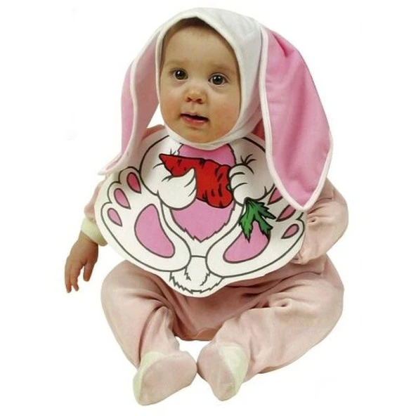 Bebek Boy Tavşan Şapkası ve Önlük Seti