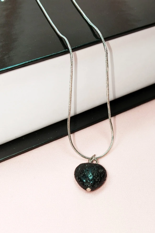 Lav Taşı Doğal Taşı Zincirli El Yapımı Kolye Uç: 1,5 cm Zincir: 20 cm Kutulu - Resim 6