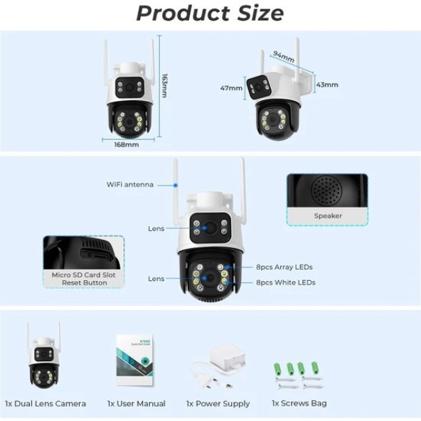 Speed Wifi Çift Kamera (2mp+2mp)32GB Hafıza Kart ile Birlikte - 3