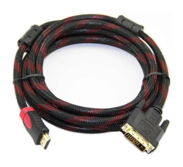 HDMI To Dvi 24+1 Çevirici Dönüştürücü Örgülü Monitör Kablosu 1.5 Metre 4600