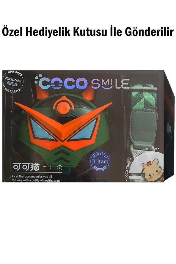 Vagonlife Coco Smile Su Matarası Robotik 630 Ml Yeşil