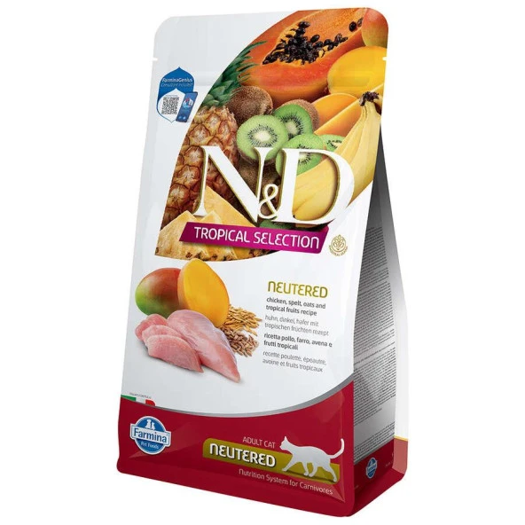 N&D Tropical Selection Tavuklu Ve Tropikal Meyveli Kısırlaştırılmış Kedi Maması 10Kg