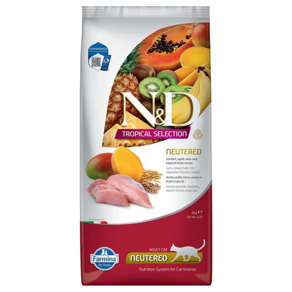 N&D Tropical Selection Tavuklu Ve Tropikal Meyveli Kısırlaştırılmış Kedi Maması 10Kg - Resim 2