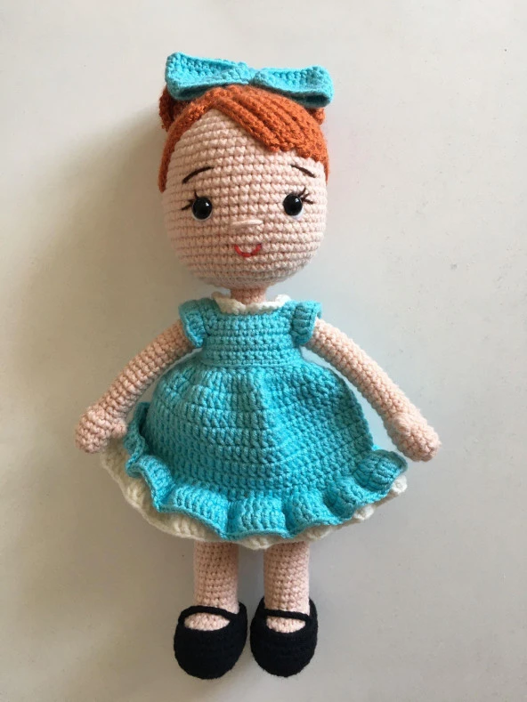 Mavi Şeker Bebek Amigurumi Organik Oyuncak