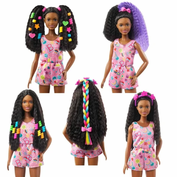 Nessiworld Barbie Brooklyn Eğlenceli Saçlar Oyun Seti HHM39