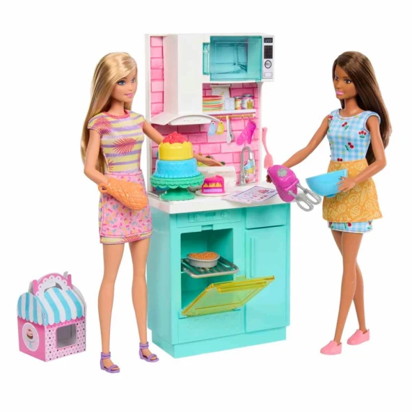 Nessiworld Barbie Brooklyn ve Malibu Pasta Yapıyor Oyun Seti HJY94