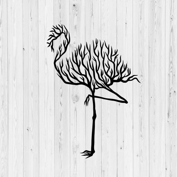 Flamingo Tablo illüstrasyon Tasarım Lazer Kesim Metal Duvar Tablo - 3