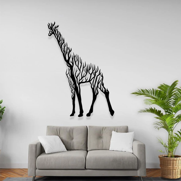 Zürafa Tablo Hayvan Motifli Metal Lazer Kesim Tablo