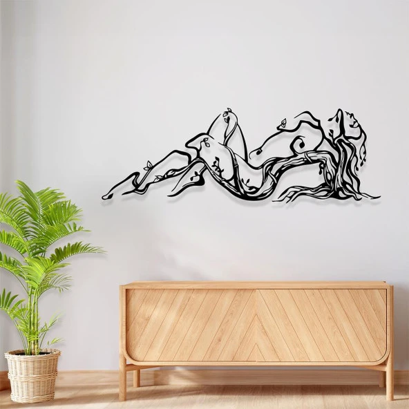 Duvar Dekorasyon Ürünleri Nü Kadın Tablosu Lazer Kesim Metal - 2