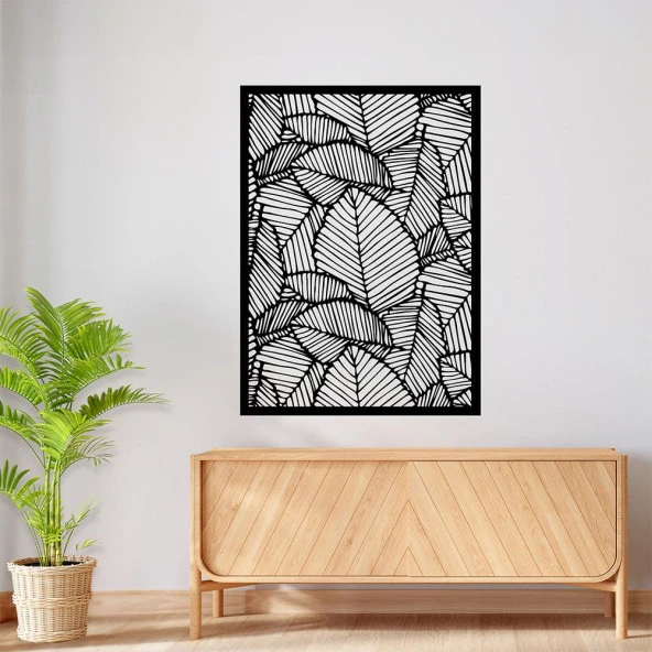 Metal Çerçeveli Tablo Yaprak Tasarımlı Metal Sac Tablo - 2