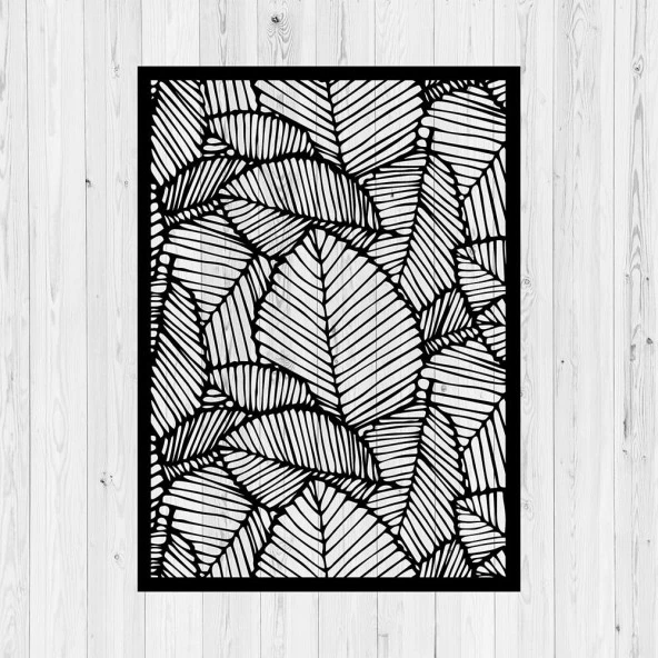 Metal Çerçeveli Tablo Yaprak Tasarımlı Metal Sac Tablo - 3