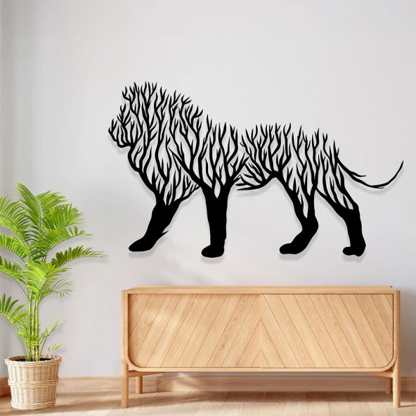 Hayvan Tablo Aslan Temalı Metal Duvar Dekoru - 2