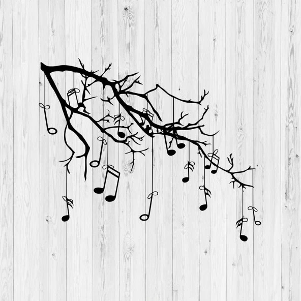 İllüstrasyon Tablo Müzik Ağacı Tablosu Lazer Kesim Metal Tablo - 3