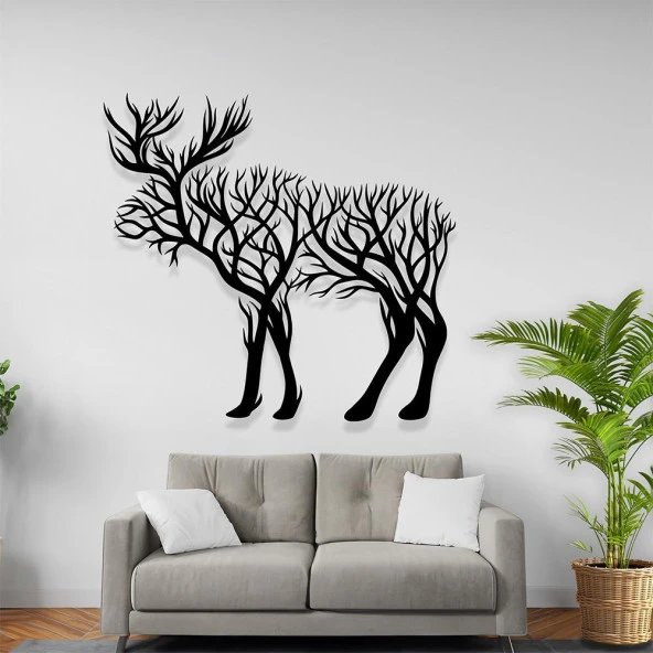 Geyik Metal Tablo Lazer Kesim Duvar Dekorasyonu