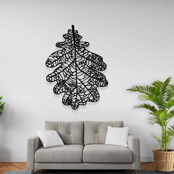 Metal Yaprak Duvar Süsü Meşe Yaprağı Motifli Metal Tablo