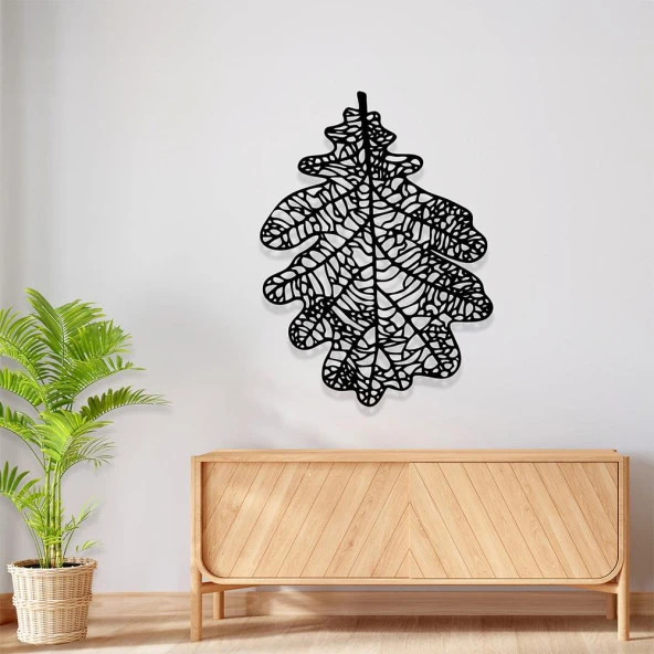 Metal Yaprak Duvar Süsü Meşe Yaprağı Motifli Metal Tablo - 2