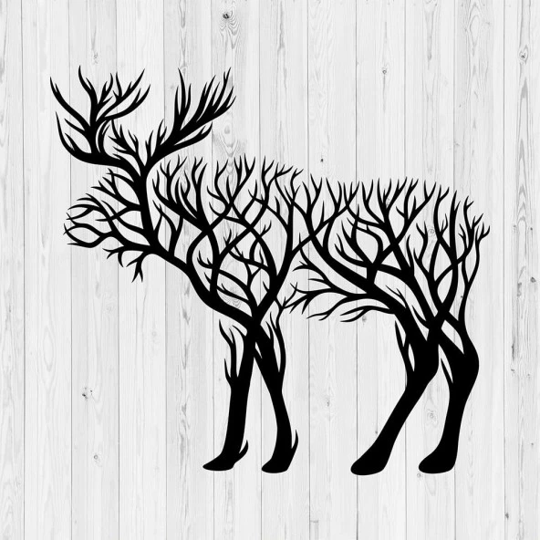 Geyik Metal Tablo Lazer Kesim Duvar Dekorasyonu - 3