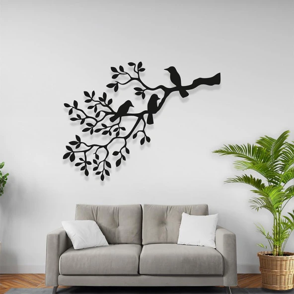 Duvar Metal Tablo Ağaç Dalı Motifli Lazer Kesim Tablo