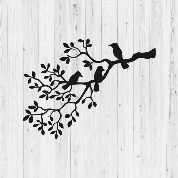 Duvar Metal Tablo Ağaç Dalı Motifli Lazer Kesim Tablo - 3