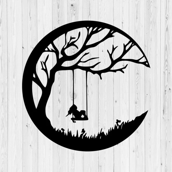 Lazer Kesim Metal Duvar Süsü Ay Tasarım Metal Dekor - 3