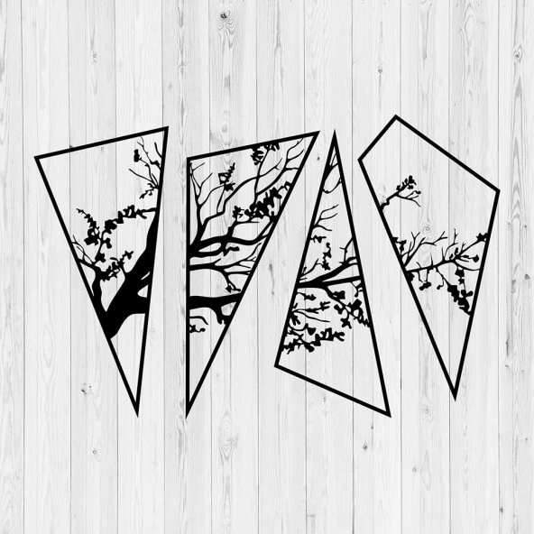 Dekoratif Duvar Süsleri Geometrik Tasarım Metal Ağaç Dekoru - 3