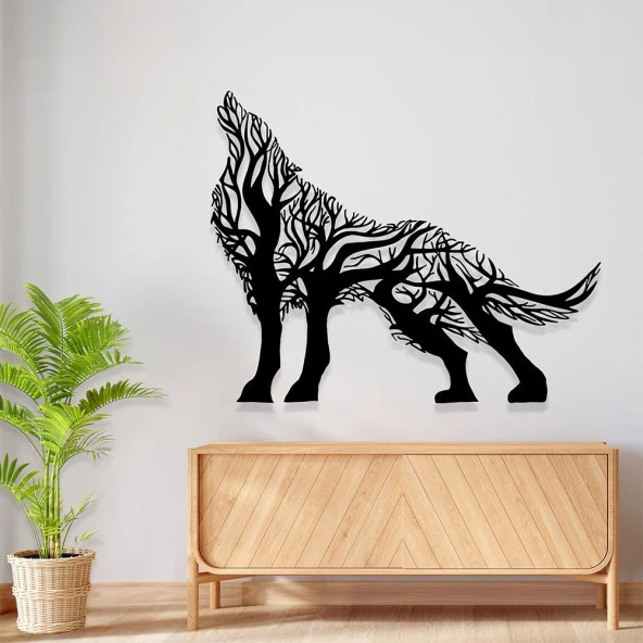 Duvar Dekorasyonu Uluyan Kurt Lazer Kesim Metal Tablo - 2