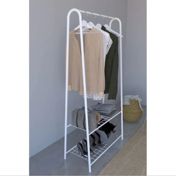 Metal Gardırop Açık Tasarım Kıyafet Askılığı Metal Portmanto - 2