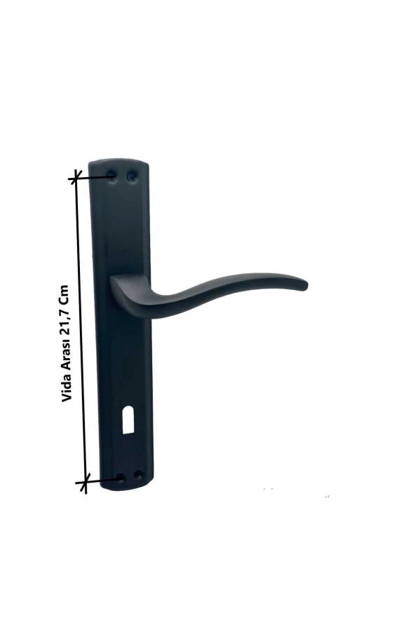 Trim Mat Siyah Lüx Aynalı Oda Kapı Kolu 3 Takım - Resim 3